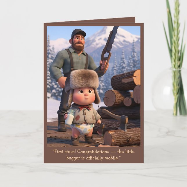 Funny Baby's First Steps Card Kort (Framsida)