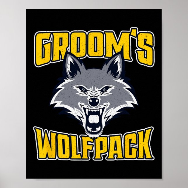Funny Bachelor Party Groom's Wolfpack Bröllop Part Poster (Framsidan)