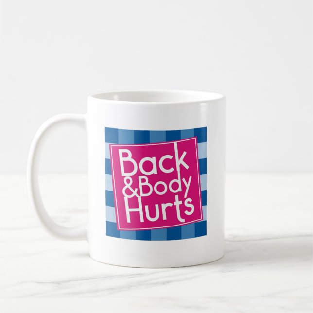 Funny Back Body Hurts Quote Exercise Workout Gym,F Kaffemugg (Vänster)
