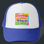 Funny Back to School Hat – "Survived Summer, Bring Keps<br><div class="desc">Top off your child's back-to-school outfit with this fun and bold cap! Featuring the playful phrase "Survived Summer, Bring On School!", this hat is perfect for kids heading into a new school year with excitement and personality. Great for first day of school photos, classroom style, or just everyday wear. Designed...</div>