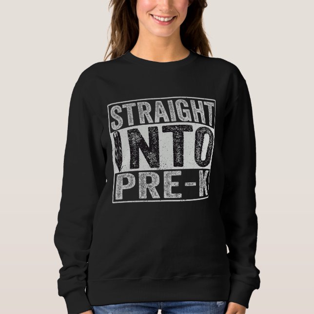 Funny Back To School Kids  Straight Into Pre k T Shirt (Framsida)