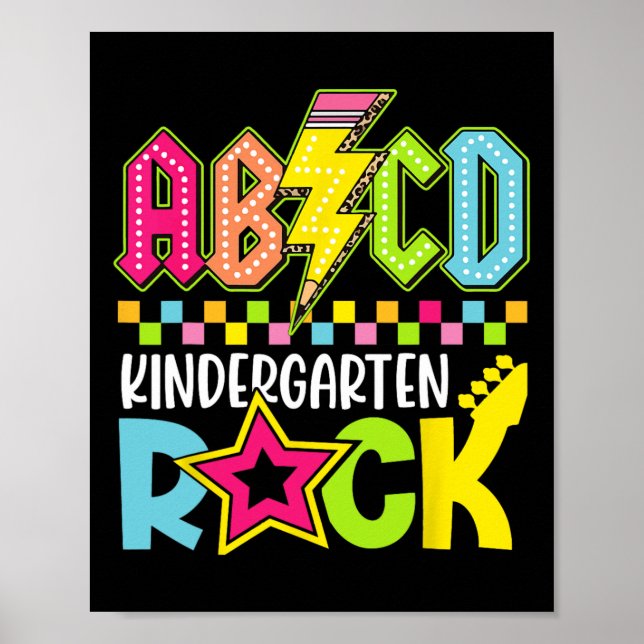 Funny Back To School Lightning Bolt Kindergarten R Poster (Framsidan)