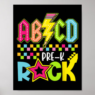 Funny Back To School Lightning Bolt Pre K Rock Kid Poster