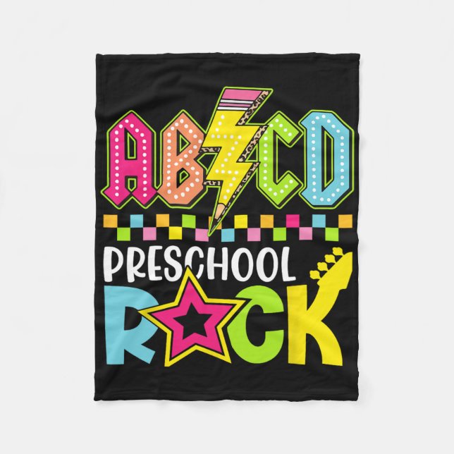 Funny Back To School Lightning Bolt Preschool Rock Fleecefilt (Framsidan)
