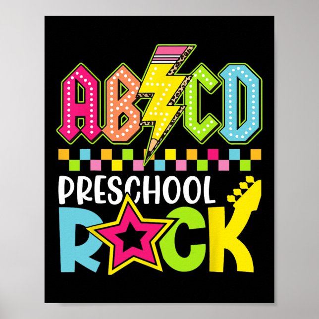 Funny Back To School Lightning Bolt Preschool Rock Poster (Framsidan)