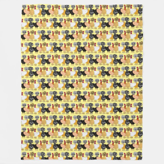 Funny Backyard Chickens polska Hens Polka Dot Fleecefilt (Framsidan)