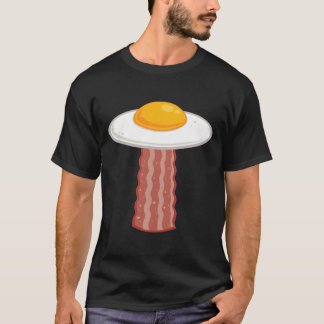 Funny Bacon Egg UFO Breakfast Food Alien Humor T Shirt