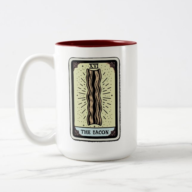 Funny Bacon Tarot-kort Två-Tonad Mugg (Vänster)