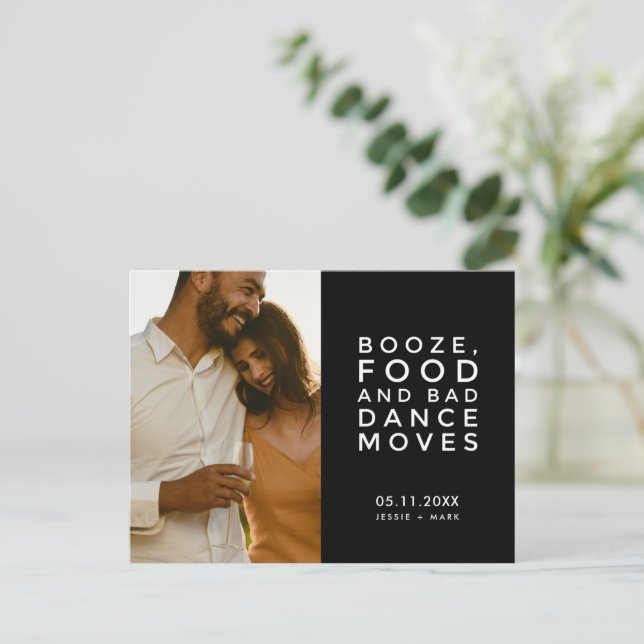 Funny Bad Dance Moves Bröllop spara datum Meddelande Vykort (Stående Fram)