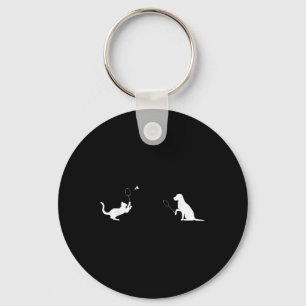 Funny Badminton Cat and Hund design Apparel Kitten Nyckelring