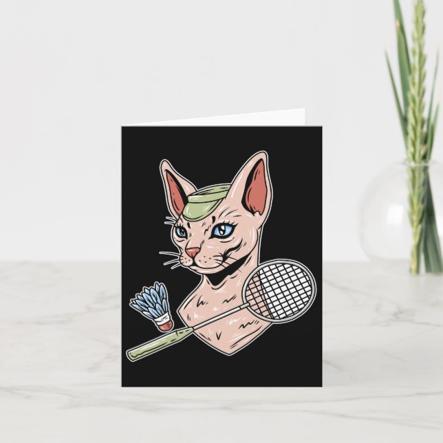 Funny Badminton Devon Rex Cat Shuttle Kort (Framsida)