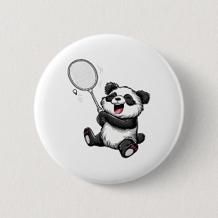 Funny Badminton Panda Badminton Player Shuttle Rac Knapp