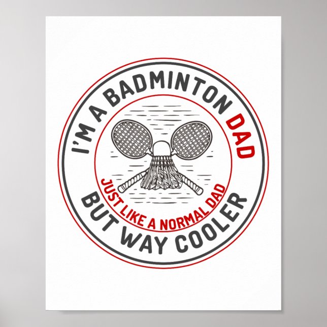 Funny Badminton Pappa Shirt Manar Badminton Player Poster (Framsidan)