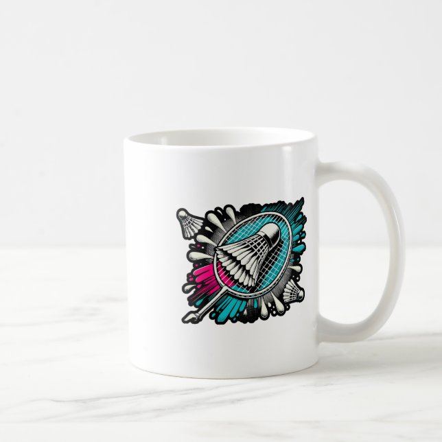 Funny Badminton Player Kärlek Shuttle Design 17 Kaffemugg (Höger)