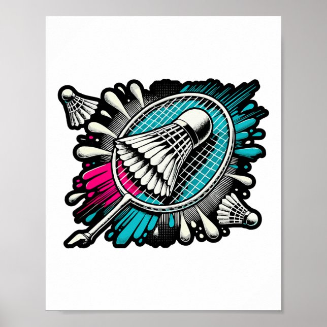 Funny Badminton Player Kärlek Shuttle Design 17 Poster (Framsidan)