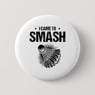 Funny Badminton Player Kärlek Shuttle Design 24 Knapp