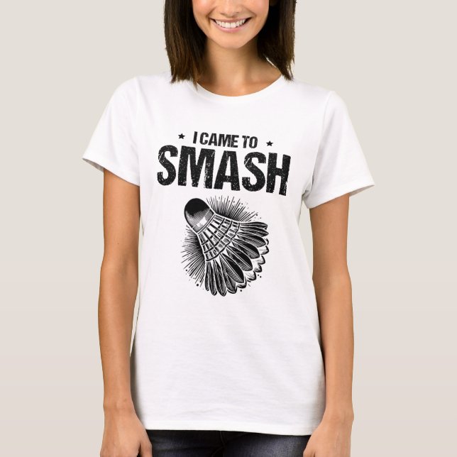 Funny Badminton Player Kärlek Shuttle Design 24 T Shirt (Framsida)