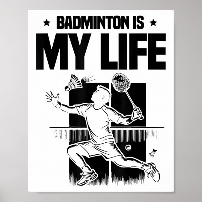 Funny Badminton Player Love Shuttle Design 1  Poster (Framsidan)