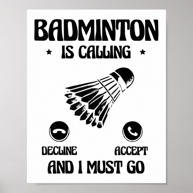 Funny Badminton Player Love Shuttle Design 2  Poster (Framsidan)