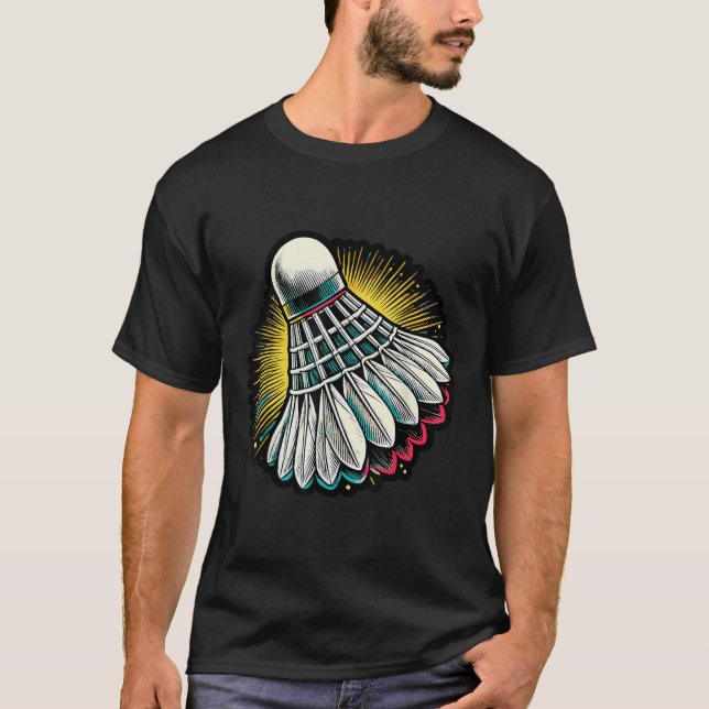 Funny Badminton Player Love Shuttle Design 3  T Shirt (Framsida)