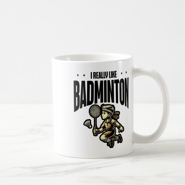 Funny Badminton Racket Älskare Design Kaffemugg (Höger)