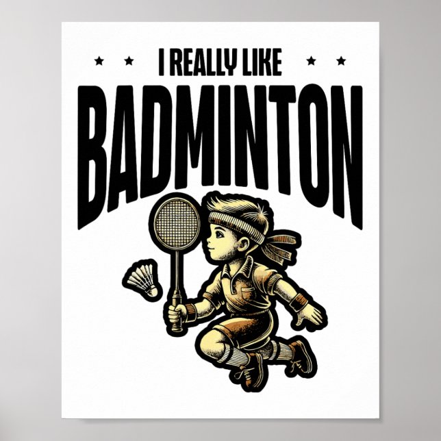 Funny Badminton Racket Älskare Design Poster (Framsidan)