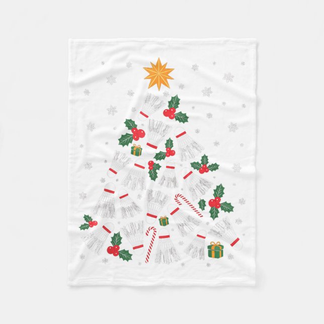 Funny Badminton Xmas Tree Lights Santa Men Women C Fleecefilt (Framsidan)
