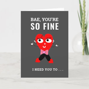 Funny Bae Valentine Red Heart Girlkompis Namn Helgkort