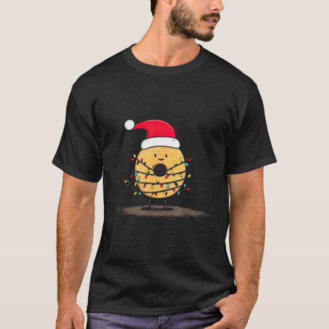 Funny Bagel Christmas Graphics Lights Lover  T Shirt (Framsida)