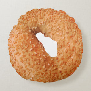 Funny Bagel Novelty Rund Kudde
