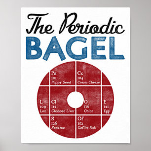 Funny Bagel Poster Periodic Bord Bagel Vintage