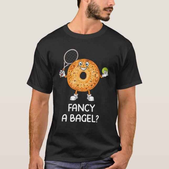 Funny Bagel Tennis Player Novelty T Shirt (Framsida)