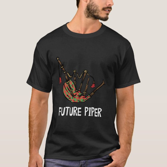 Funny Bagpipe Future Piper Scottish Musician Bagpi T Shirt (Framsida)