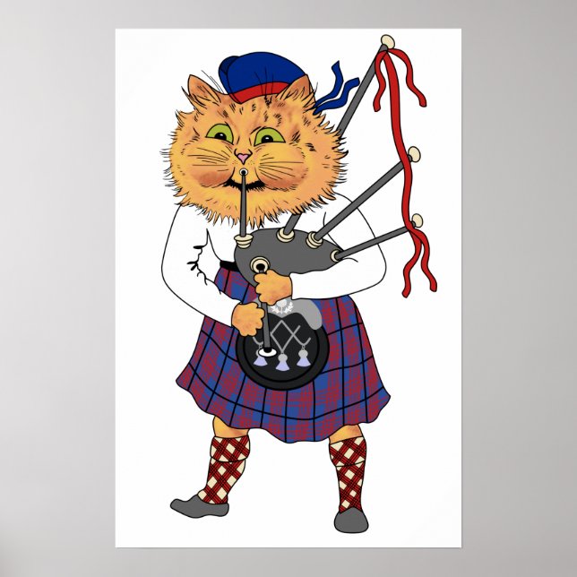 Funny Bagpipe som spelar Scottish Cat Poster (Framsidan)