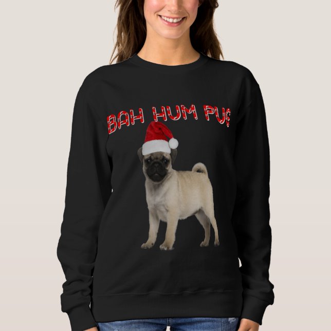 Funny Bah Hum Pug Hund jul Gift Helgdag Santa T Shirt (Framsida)