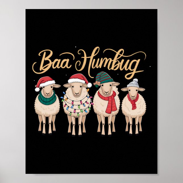 Funny Bah Humbug God jul - fjälljul B Poster (Framsidan)