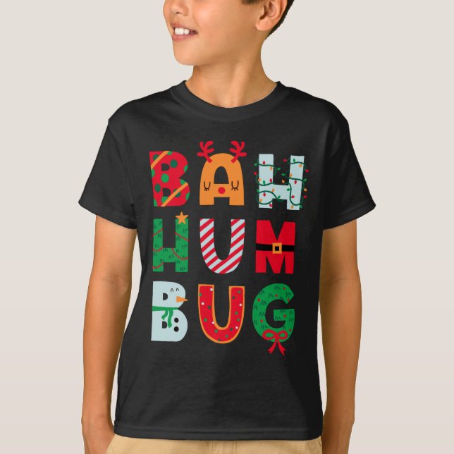 Funny Bah Humbug Holiday  T Shirt (Framsida)
