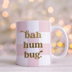 Funny Bah Humbug Typography Checkered Rosa Kaffemugg