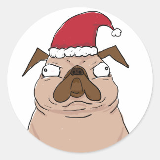 Funny Bah Humpug Santa Pug-julstickers Runt Klistermärke