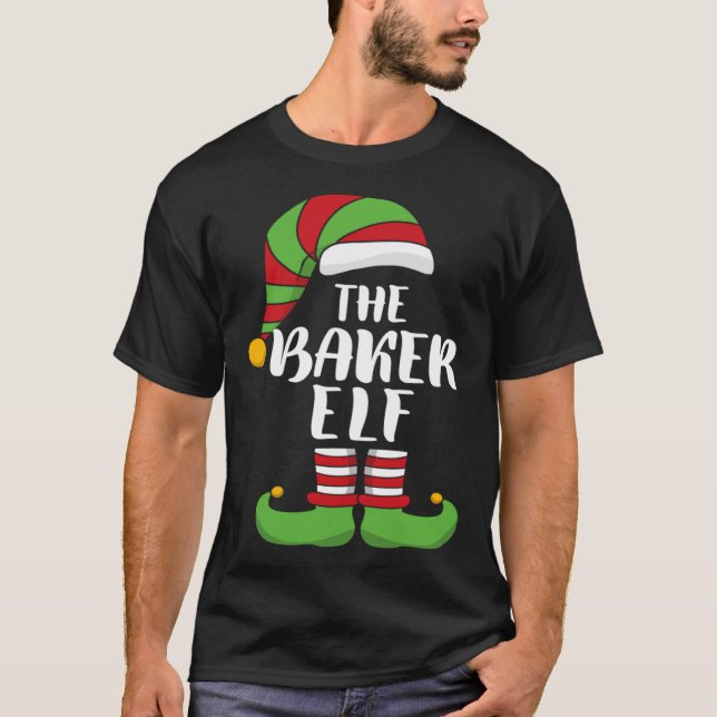 Funny Baker Elf Christmas Santa Helpers T Shirt (Framsida)