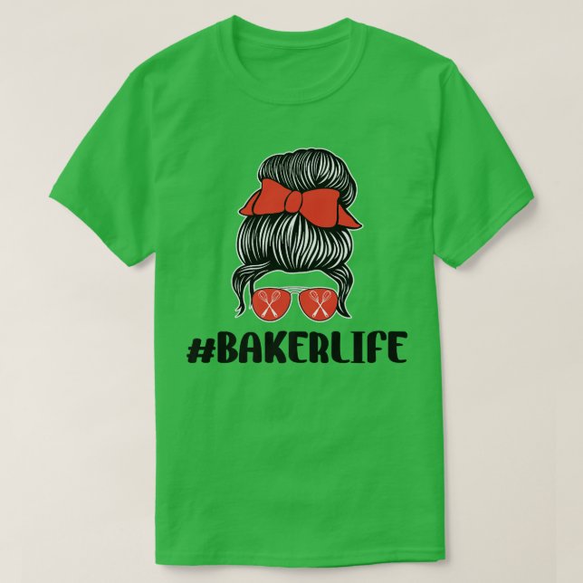 Funny Baker Life Baking Älskare Sunglasses Bow Whi T Shirt (Design framsida)
