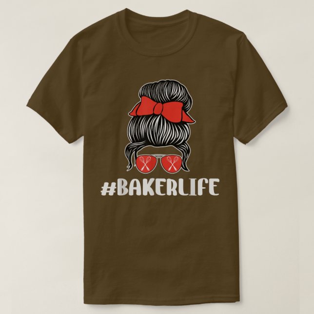 Funny Baker Life Baking Älskare Sunglasses Bow Whi T Shirt (Design framsida)