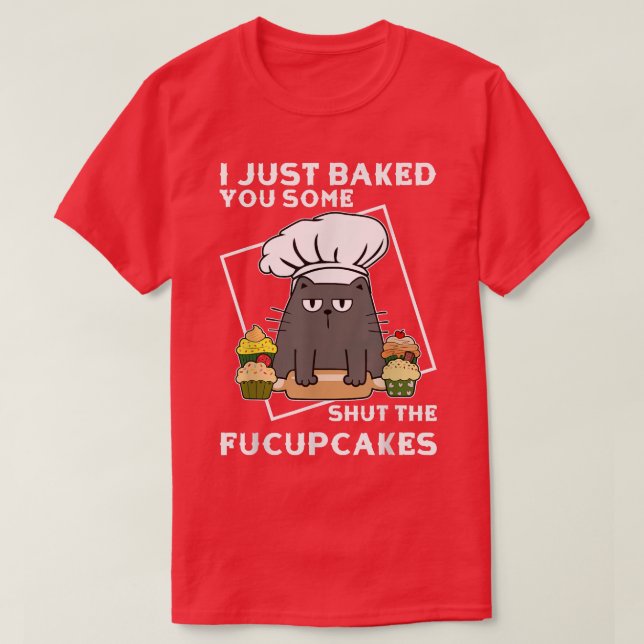 Funny Baking Black Cat T Shirt (Design framsida)