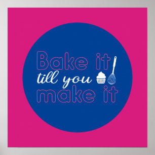 Funny Baking Quote Typography Art Retro Färg Poster