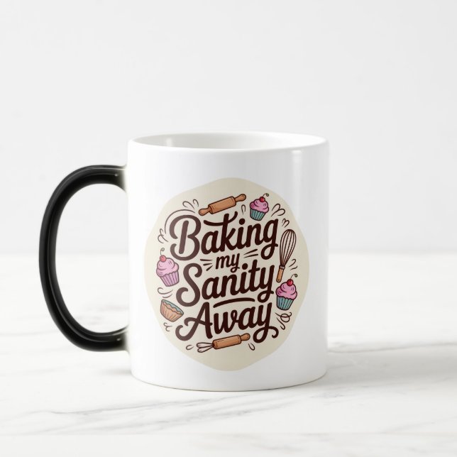 Funny Baking Quote Typography Design Magisk Mugg (Vänster)