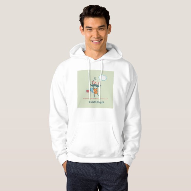 Funny bakteriolog Scientist med stor mustache Hoodie (Hel framsida)