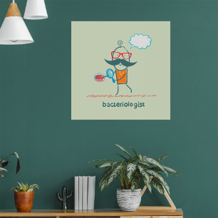 Funny bakteriolog Scientist med stor mustache Poster