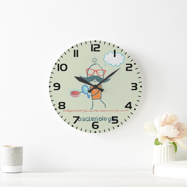 Funny bakteriolog Scientist med stor mustache Stor Klocka (Skapare uppladdad)