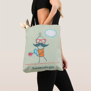 Funny bakteriolog Scientist med stor mustache Tygkasse