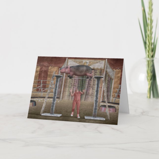 Funny Balancing Hippopotamus Kort (Framsida)